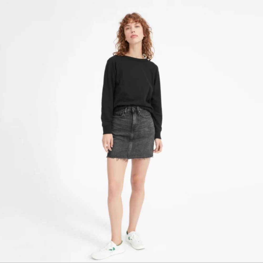 Black denim mini skirt